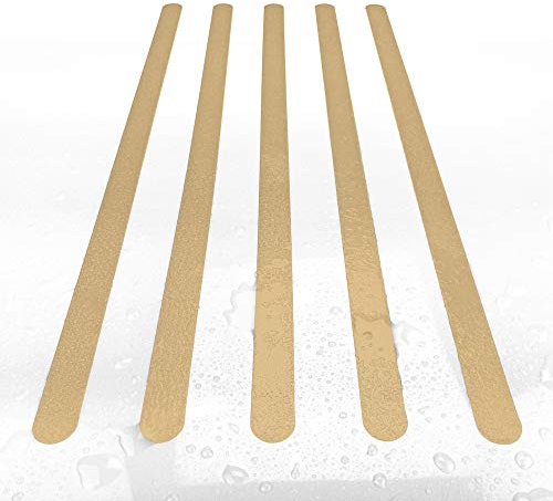 AnTina TAPES® cremefarbene Anti-Rutsch-Aufkleber als Streifen für Dusche & Badewanne, Pads Zertifiziert rutschhemmend & selbstklebend, 8 Stück in Creme, inkl. Reinigungsmittel