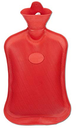 Relaxdays Bolsa de Agua Caliente Sin Funda, Calentador Cama, Goma Natural, 2 L, Rojo