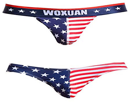 Tubayia 2 Stück Herren USA Flaggen Unterwäsche Slips Tanga Unterhose Bikini Briefs Reizwäsche