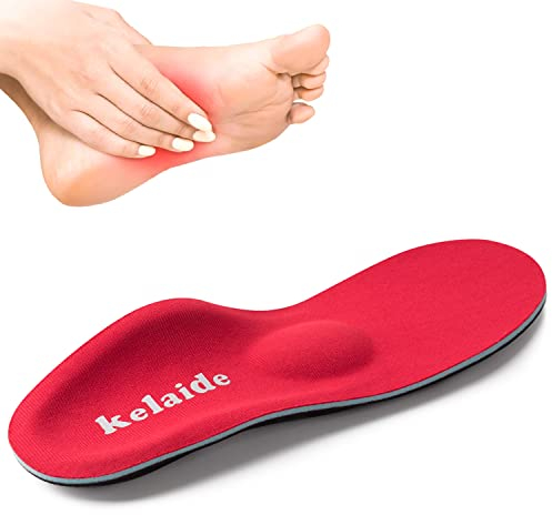 Kelaide Fersensporn Einlagen für Damen und Herren,Orthopädische Einlegesohlen für Fersensporn,Plantarfasziitis,Plattfuß Senkspriezfuß,komfort Mittelfußstütze Schuheinlagen- Rot, Unisex EU(40-41)260mm