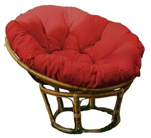chilly pilley Papasansessel Rundkissen RundRattansessel Auflage Sesselkissen Gartenkissen Sitzkissen Garten Kissen Gesteppt mit Schlaufen (120cm, Rot)