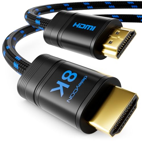 deleyCON 0,5m 8K HDMI 2.1b Kabel Kurz (48G, ULTRA Highspeed) Zertifiziert, 8K@60Hz 4K@120Hz 2K@144Hz/165Hz EARC HDCP 2.3/2.2 - für DTS:X Dynamisches HDR Dolby Atmos TV PS5 Xbox Soundbar Monitor