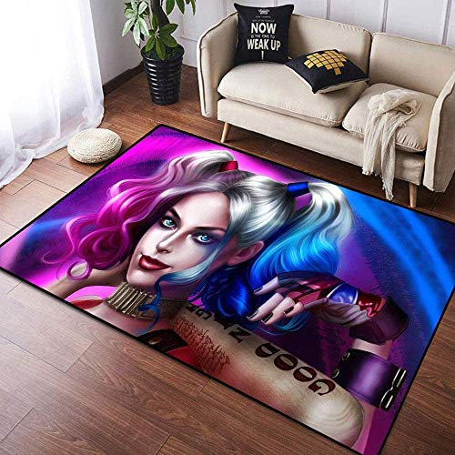 BILIVAN Harley Quinn Heimdekoration großer Teppich Bodenteppich Yoga-Matte Maßgeschneiderter Teppich für Kinder Spielzimmer Schlafzimmer (80 x 120 cm)