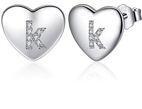 Jrêveinfini Buchstaben Ohrringe Silber 925 Stecker Damen Mädchen Kinder Teenager Frauen Klein, Herz Ohrringe Ohrstecker Hypoallergen Nickelfreie, Geschenke für Frauen Mädchen Mama