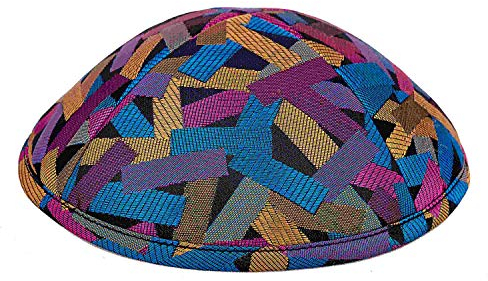 SHUCK24 Eine edle Kippa mit Buntem Muster Freilach (auch: Kippah, Yarmolke oder Kappl) für Erwachsenen (ca. 15 cm Durchmesser) für besondere Anlässe. Geschenkverpackung