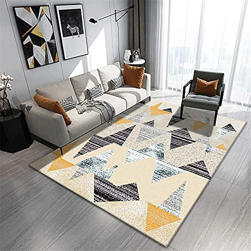 Xiaosua Tapis Carreau Ciment Beige Salon Tapis Riz Couleur Triangle Fouzzy Triangle Soft Tapis Soft Tapis Anti-acariens Tapis pour Chambre 160x230cm Grand Tapis 5ft 3''X7ft 6.6''