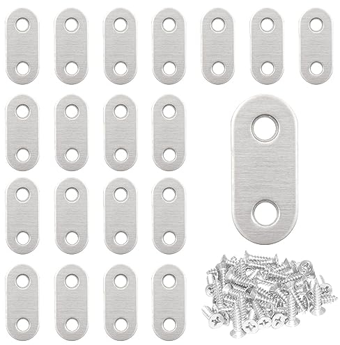 CEEYSEE 20 Stück Flachverbinder 36x16 mm Edelstahl Flache Ecke Bracket Verbindungsplatte mit 40 Stück Schrauben für DIY Möbel Stuhl Tisch Bücherregal Anbau Projekte (36x16mm)