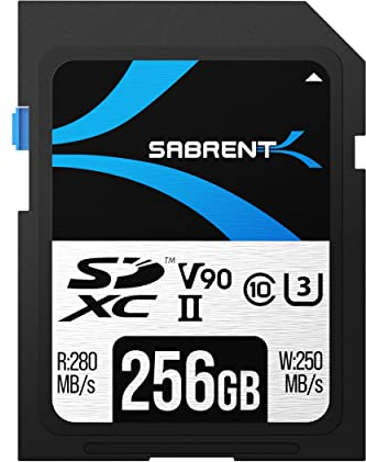 SABRENT SD Karte 256GB v90, sdxc Card uhs ii, SD Speicherkarte Class 10, u3, R280MB/s W250MB/s Full HD Ultra 8K (SD-TL90-256GB)
