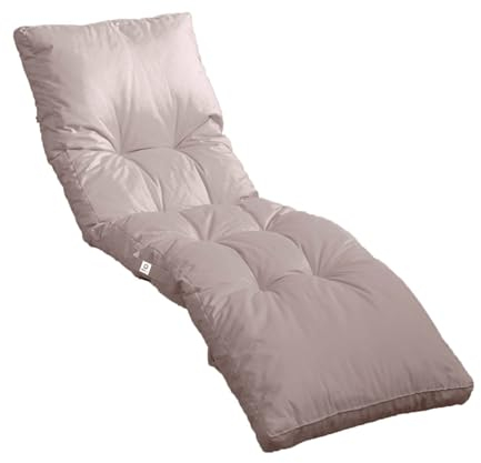 deco arts Coussin Bain de Soleil - Coussins Rectangulaires pour Chaise Longue - Coussin Capitonné avec Traitement Déperlant et Poignées de Transport - Certifié Oeko-TEX - 185x55 cm, Gris Galet