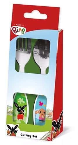 BING | Juego de cubiertos para niños de acero inoxidable - Tenedor y cuchara (Bing)