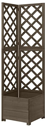 INLIFE Eck-Spalier mit Pflanzkasten Grau 40x40x150cm Massivholz Tanne
