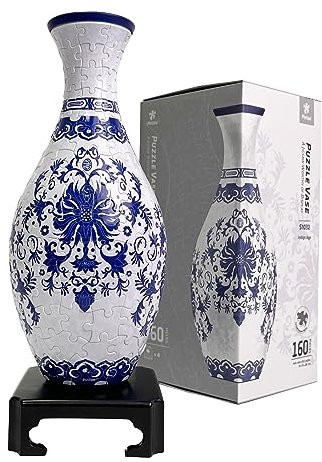 Pintoo 3D Puzzle Vase Unique Flower Vase Made By 160 Curved Plastic Puzzle Pieces House Warming Gift for Flower Arrangements and Home Decoration - [S1032] (Classic, Indigo Age)