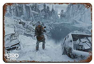 RIELLI Metro Exodus Game 5 Retro-Poster Metall-Blechschild Chic Art Retro Eisen Malerei Bar Menschen Höhle Cafe Familie Garage Poster Wanddekoration 20 x 30 cm