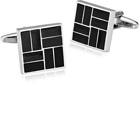 Banemi Manschettenknöpfe Nerd, Silber Manschettenknöpfe Nerd Quadrat Hochzeitsgeschenke für den Bräutigam 1.6X1.6CM