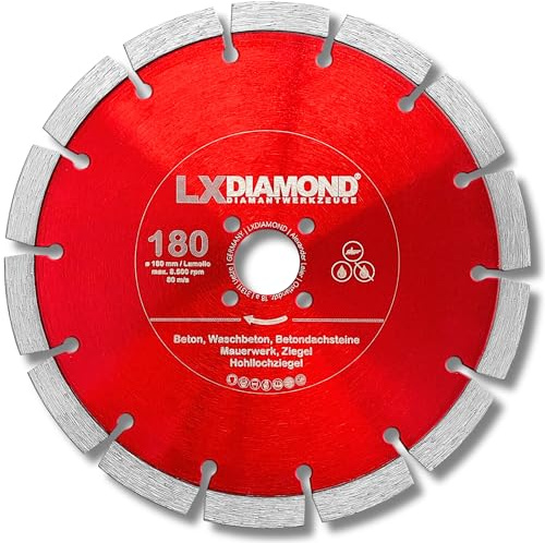 LXDIAMOND Diamant-Trennscheibe 180mm - geeignet für Beton Mauerwerk Universal - 180 mm Diamantscheibe passend für Lamello Tanga Delta S2 / Fein MF14-180 Montagefräse - in Premium Qualität