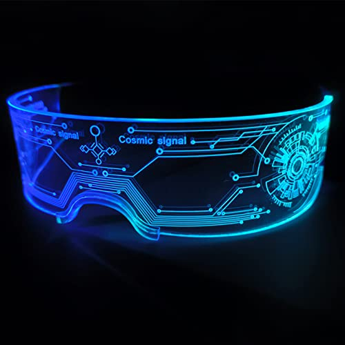 JYB Hopefuture LED Cyberpunk leuchtende Brille, Party Bunte Technologie EL Kaltlichtlinsenbrille (Kosmisch)