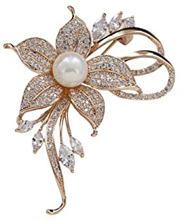Crysta Rhinestone Flower Brooch for Women - Pearl Brooches Corsage Austrian Crystal Brooch Badge Pin Wedding Party Suitable for Dress Shirt Suit Sweater Coat Jewellery Gift