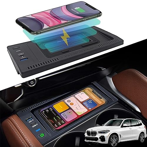 BraveKing Kabelloses Ladegerät Auto für BMW X5 (F15) 2014-2018 BMW X6 (F16) 2015-2019 Mittelkonsole-Zubehör, 15W Schnellladendes Handy-Ladegerät für BMW X5/X6/X5M/X6M, Geschenk für BMW X5-Besitzer