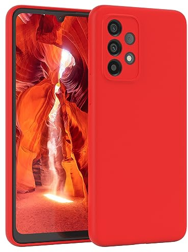 EAZY CASE Premium Silikon Handyhülle kompatibel mit Galaxy A33 5G Slimcover mit Kameraschutz und Innenfutter, Silikonhülle, Schutzhülle, Bumper, Handy Case, Hülle, Softcase, Rot