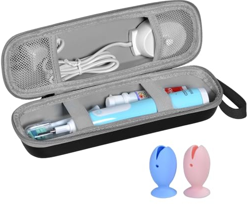 Elektrische Zahnbürste Reiseetui für Oral-B/Oral-B Pro/Phlips Sonicare Electric Toothbrush, Tragbare Hartschalen Reisetasche Reise-etui mit 2pcs Zahnbürsten Kopf Silikon Schutzhülle (Schwarz)
