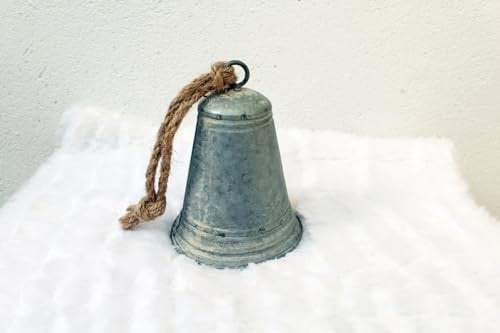 Gwenys Haus Shabby Deko Glocke, Hängende Dekoration, Glocke, Grau, Zink, Shabby Chic, Weihnachten