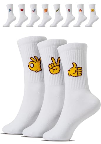Lustige Socken mit Motiv (3 Paar), Geschenke für Frauen & Männer, Fun-Socken aus Baumwolle, Tennissocken für Damen & Herren