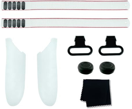 CRGANGZY Headset Accessories Set Battery Cover Replacement Kit Adjustable Active Straps Metal Ring Buckle Joystick Caps for Meta Quest 3 Controller Grips