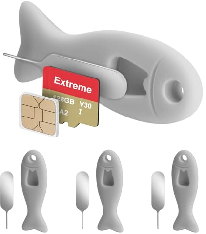 FIDWALL Lot de 4 Outils de Retrait de Carte SIM avec Stockage de Carte SIM intégré – Contient des Broches d'éjection, Un ouvre-Aiguille Compatible avec iPhone (Paquet de 4, Gris)