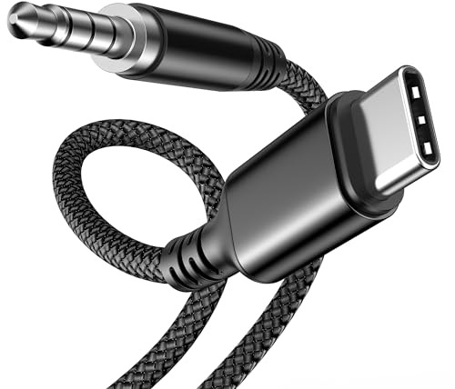Highwings Aux Kabel USB C 1.2M, USB C auf Klinke 3.5mm Audio Aux Auto Handy für iPhone 16/15 Pro Max, Galaxy S25/S24/S23/S22, Hua-wei P40/P30/P20, Pixel, Car Stereos - Schwarz