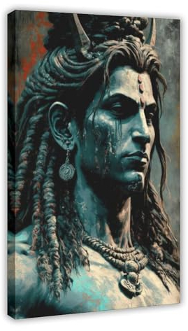 MEZUMI Lord Shiva Indian Gods Art 2 Leinwand-Poster, Wandkunst, Dekordruck, Bild, Gemälde für Wohnzimmer, Schlafzimmer, Dekoration, Rahmenstil, 60 x 90 cm