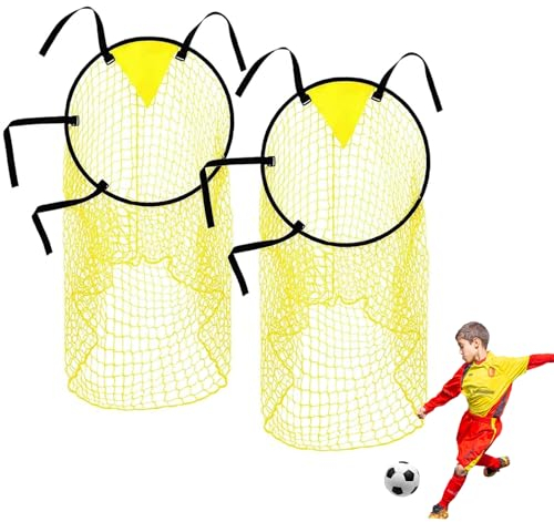 Krijues Top Bins Foldable Football Targets for Accuracy Training - 45x60cm Goal Target Net With Adjustable Straps (Set of 2)