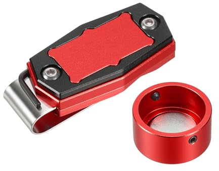 PATIKIL Billard Magnetischer Kreidehalter Runder Aluminiumlegierung Pool Billard Queue Kreide Spitzenetui mit Gürtelclip für Snooker Sportzubehör