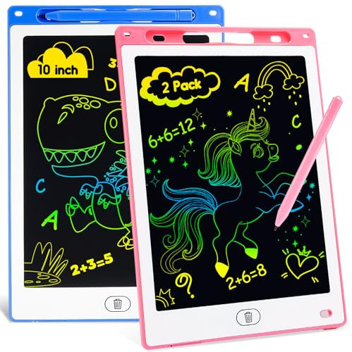 2 Pack LCD Drawing Tablet for Kids, 10inch LCD Writing Board Kids Toys for 2 3 4 5 6 Year Old Boys Girls Gifts, Erasable Reusable Writing Drawing Doodle Pad Board for Kids Boys Girls Toys Age 3-8