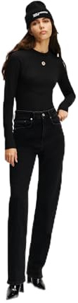 KARL LAGERFELD JEANS, Damen, High Rise Straight Denim, Gerades Bein, Schwarz, 3230