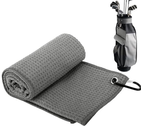Golf Bag Towel - Waffle Pattern Absorbent Microfiber Club Cleaner - Absorbent Golf Towel with Clip, Efficient Microfiber Golf Cleaning Tool Golf Accessories for Golf Ball & Club