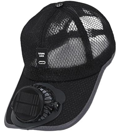 Solar Powered Fan Hat, Solar Fan Hat, Baseball Cap with Solar Fan, Sun Visor Hat with Fan, Solar Powered/USB Charging Fan Sun Visor Hat for Camping, Cycling, Running, Outdoor Black