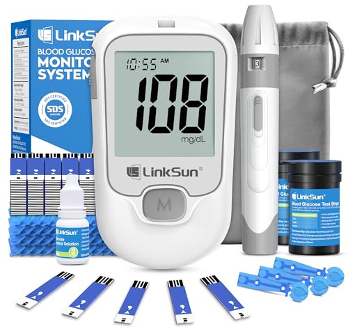 G-425-1 Blood Glucose Monitor Kit, 100 Test Strips &100 Lancets, 1 Control Solution, 1 Blood Sugar Monitor, 1 Lancing Device, Diabetes Testing Kit, No Coding, Large Display, Glucometer for Home Use