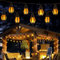 Geemoo Solar Lights Outdoor Garden, 6.3M 10 Bulbs String Lights Waterproof, Solar Powered Flickering Dancing Flame Fairy Lights for Garden Yard Fence Tree Party Bistro Cafe Pub Halloween