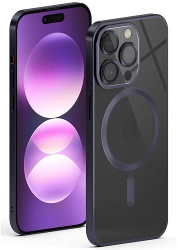 ONEFLOW Aura Case für iPhone 14 Pro Hülle kompatibel mit MagSafe, Handyhülle mit Kameraschutz, Schutzhülle für induktives kabelloses Laden, Silikonhülle Durchsichtig, Lila