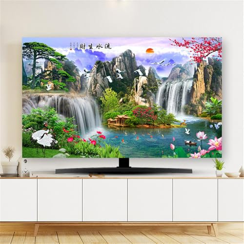 Hixingo Cubierta Antipolvo para TV, Funda para Televisor Elástico Protector para Smart TV Cubierta de Televisión Pantalla de Funda impresión de Montaña (40-43,Lago)