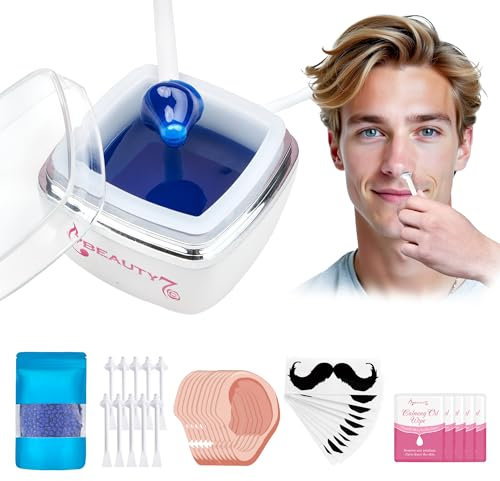 Beauty7 Nose Wax Kits Nasen Waxing Set Nasen- und Ohrenhaarentfernung Mini Wachswärmer Nasenwachs Set für Männer Mini-Tragbarer Wachswärme mit Nasenhaar Wachs einweg-nasenhaar-wachs-kit USB betrieben