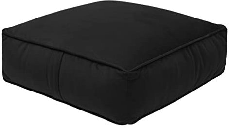 Loft 25 Bodenkissen Meditationskissen mit 20 cm Sitzhöhe Yoga Kissen mit Dinkelfüllung, Indoor Wohnzimmer Samt Bodensitzkissen Leichtes Floor Cushion für Balkon und kinderzimmer (Schwarz)