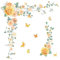 FUFUQUARE Hanging Flower Vine Wall Stickers Removable Elegant Yellow Rose Floral Butterflies Wall Art Decals for Bedroom Living Room Door Furniture Décor
