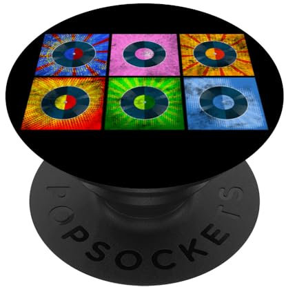 Vinyl Record Men Women Vintage Retro Pop Art DJ Music Lover PopSockets Adhesive PopGrip