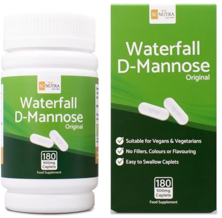 Waterfall D-Mannose Caplets (Easy to Swallow Tablets & Alternative to D-Mannose Capsules) 500mg – Value Pack | SC Nutra - 180 Count