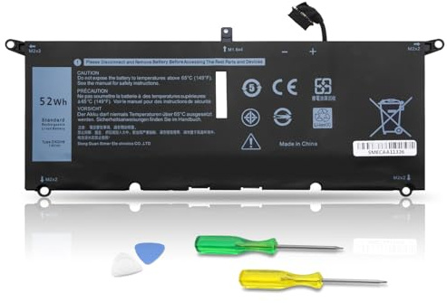 52Wh DXGH8 Batterie de rechange pour ordinateur portable D ell XPS 13 9370 9380 2019 Inspiron 13 7390 7391 2 en 1 5390 5391 7490 Latitude 3301 E3301 Vostro 5390 5391 Series 0H754 V H754V G8VCF G8VCF6C