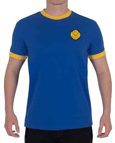 fan originals Leeds T-Shirt Mens Retro Crew Neck Smiley Royal Large