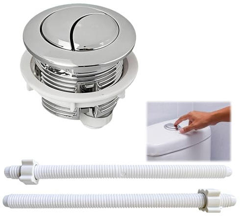 Pulsador cisterna, Botón de Cisterna Universal Rock para Inodoros de Doble Descarga, Accesorio de Baño Resistente y Duradero, Instalación Fácil y Rápida, Incluye 2 Palancas de Control