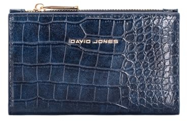David Jones Porte Cartes Femme, Similicuir Effet Croco, 8 Emplacements Cartes, 1 Compartiment Monnaie, Format Compact (Bering Sea)