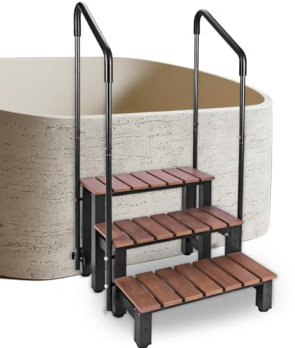 Errzom Whirlpool-Treppe mit Einer Tragkraft von 250 kg, 3 Stufen, Wohnmobil-Treppe, Wohnmobil-Stufen, Schwimmbadleiter, Aufstellpool-Treppe, Pool-Treppe, Outdoor-Spa-Badewannen-Stufenleiter